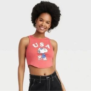 Peanuts Snoopy USA Cropped Tank Top